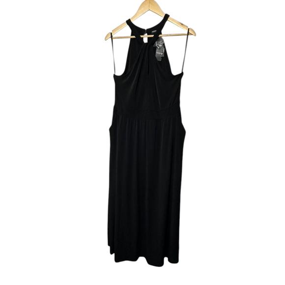 Torrid Deep Black Tea Length Studio Knit Halter Dress Women's Size 12 Large New - Picture 4 of 12